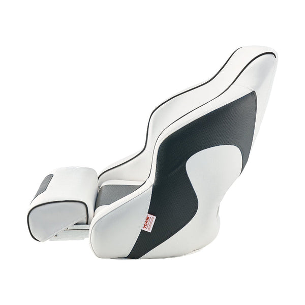 Boat Seat High Backrest Flip Up Captain Bucket With Thickened Sponge Cushion & Waterproof Pvc Leather Ergonomic Design Folding For Boats Yachts Ships