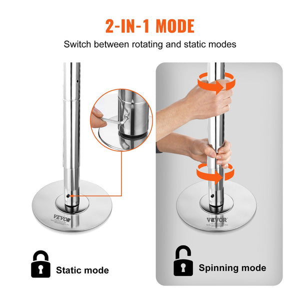 Professional Dancing Pole Spinning Static Kit Portable Removable 45Mm Heavy Duty Stainless Steel Height Adjustable Fitness For Exercise Home Club Gym