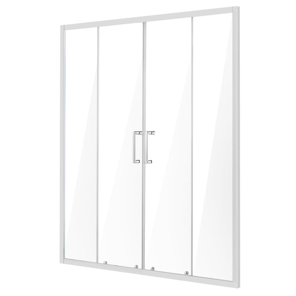 Vevor Semi Framelessdouble Slidingshower Door Sgcc Tempered Glass 1/4"Chrome Shower Doors