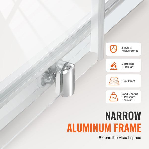 Vevor Semi Framelessshower Door 57.7 59"X 70"Sgcc Tempered Glass 1/4"Chrome Shower Doors