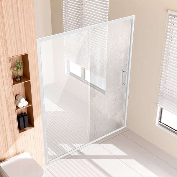 Vevor Semi Framelessshower Door 57.7 59"X 70"Sgcc Tempered Glass 1/4"Chrome Shower Doors