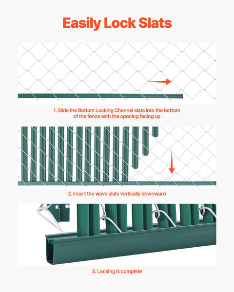 Vevor Bottom Locking Privacy Slats Single Wall Vertical Bottom Locking For Chain Link Fence High Density Hdpe Ideally Fit 1.2 M Garden Farm Sports Fie