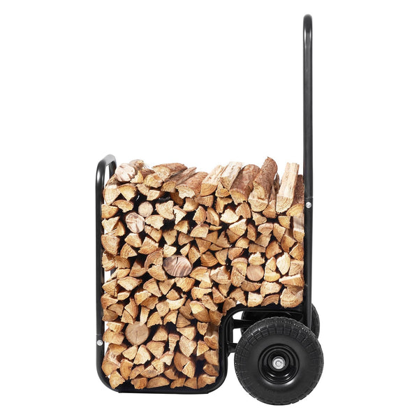 Vevor Firewood Log Cart Wood Mover Hauler 250 Lbs Capacity On Pu Wheels Dolly Firewood Racks