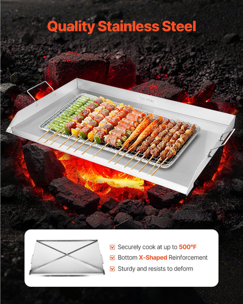 Vevor 36X22 In Flat Top Griddle Stainless Steel Universal Bbq Grill Pan Cookware Frying & Grill Pans