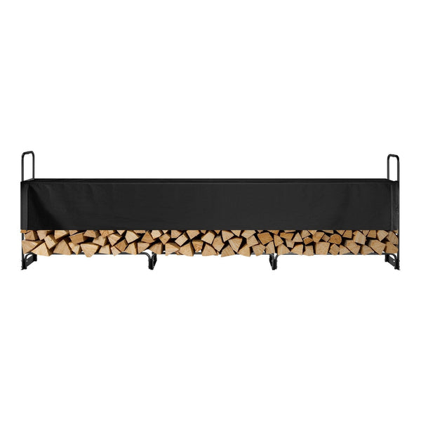 Vevor Firewood Rack With Waterproof Cover 383 X 36 117 Cm Outdoor Holder 660Lb Weight Capacity 1/2 Cord Log Half Covered Powder Coated Wood Storage Fo
