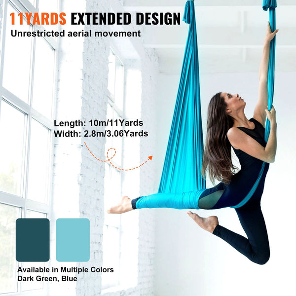 Aerial Silk And Yoga Swing 10 M Length Hammock Kit With 100Gsm Nylon Fabric Full Rigging Hardware Easy Set Up Guide Antigravity Flying For All Levels