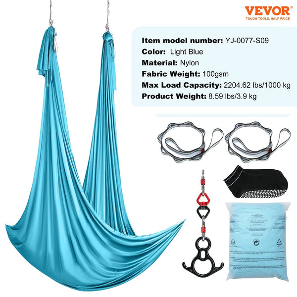 Aerial Silk And Yoga Swing 10 M Length Hammock Kit With 100Gsm Nylon Fabric Full Rigging Hardware Easy Set Up Guide Antigravity Flying For All Levels