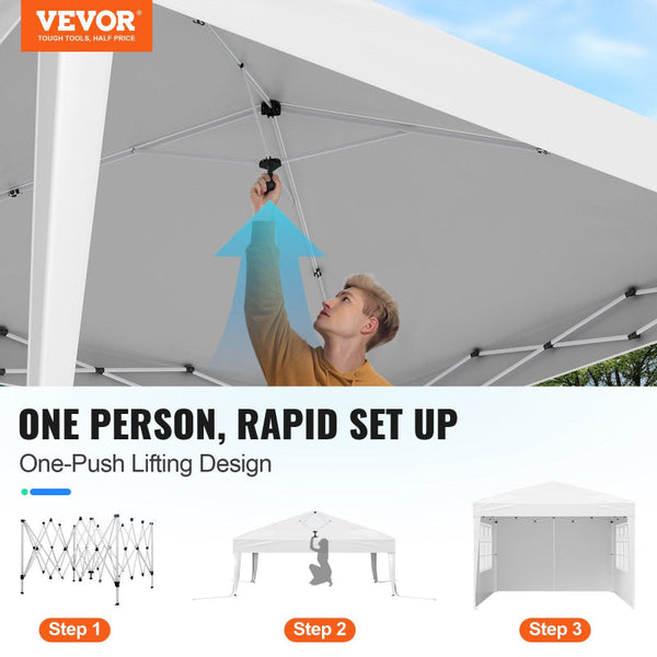 Vevor Pop Up Canopy 2.95 X M Instant Portable Gazebo With 3 Sidewalls & Ventilated Windows Height Adjustable Pop Up Outdoor Shelter Tent For Events Pa