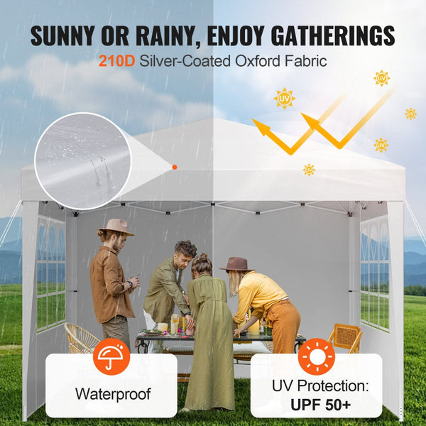 Vevor Pop Up Canopy 2.95 X M Instant Portable Gazebo With 3 Sidewalls & Ventilated Windows Height Adjustable Pop Up Outdoor Shelter Tent For Events Pa