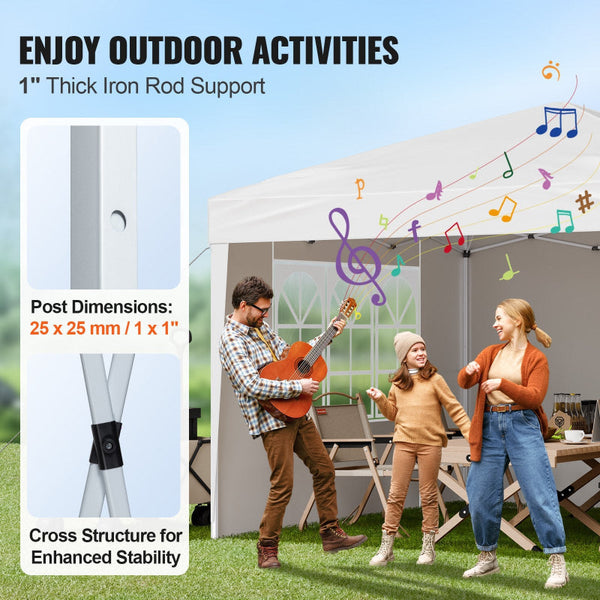 Vevor Pop Up Canopy 2.95 X M Instant Portable Gazebo With 3 Sidewalls & Ventilated Windows Height Adjustable Pop Up Outdoor Shelter Tent For Events Pa