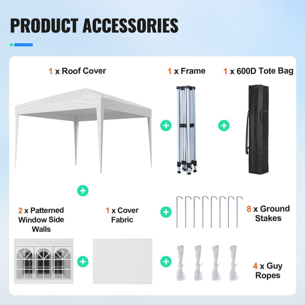 Vevor Pop Up Canopy 2.95 X M Instant Portable Gazebo With 3 Sidewalls & Ventilated Windows Height Adjustable Pop Up Outdoor Shelter Tent For Events Pa