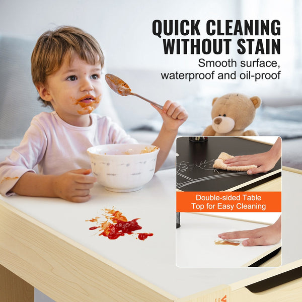 Vevor Kids Table And Chair Set Wooden Activity With Storage Space & Boxes Kids Play Table & Chair Sets