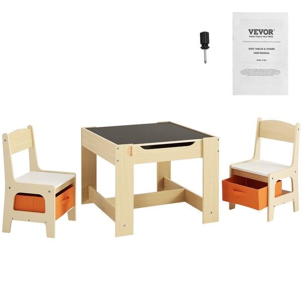 Vevor Kids Table And Chair Set Wooden Activity With Storage Space & Boxes Kids Play Table & Chair Sets