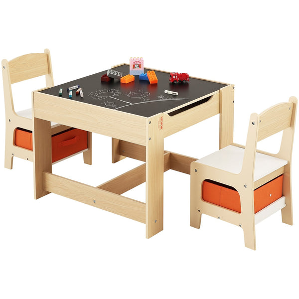 Vevor Kids Table And Chair Set Wooden Activity With Storage Space & Boxes Kids Play Table & Chair Sets