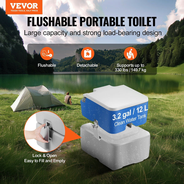 Toilet For Camping Potty With Carry Bag 5.3 Gal Waste Tank & 3.2 Flush Push Button Pressurized Commode Leak Proof And Odourless Travel Portable Toilet
