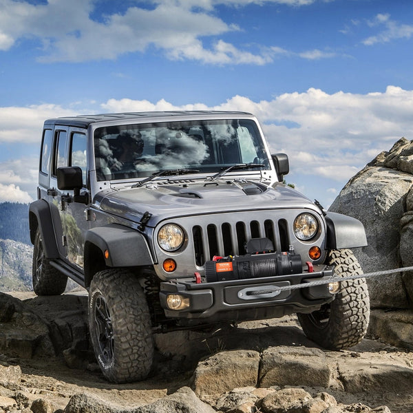 Vevor Electric Winch 4536 Kg Load Capacity Nylon Rope Ip67 8.9 Mm X 25.9 Atv With Wireless Handheld Remote & Hawse Fairlead For Towing Jeep Off Road S