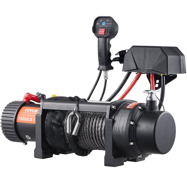 Vevor Electric Winch 4536 Kg Load Capacity Nylon Rope Ip67 8.9 Mm X 25.9 Atv With Wireless Handheld Remote & Hawse Fairlead For Towing Jeep Off Road S