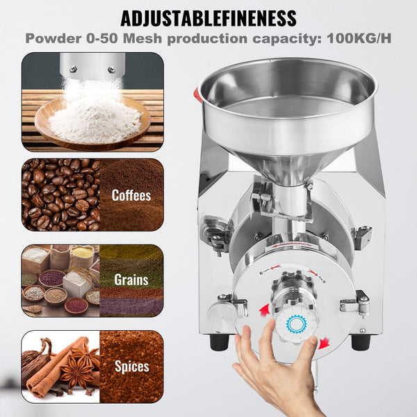 Vevor Grain Grind Mill Grinding Machine 3000W Food Processing Machinery Food Processors