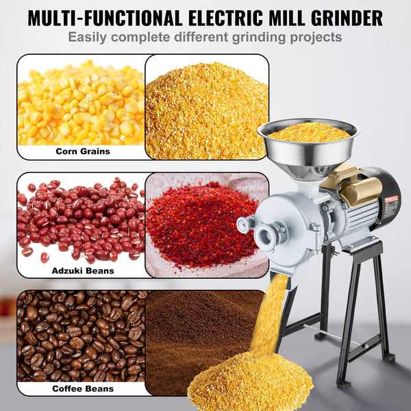 Vevor 3000W Electric Grain Grinder Corn Wheat Flour Cereal Mill Wet & Dry Grinders And Mulchers