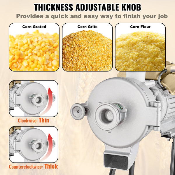 Vevor 3000W Electric Grain Grinder Corn Wheat Flour Cereal Mill Wet & Dry Grinders And Mulchers