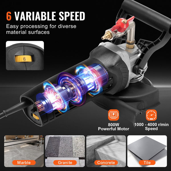 Vevor Wet Stone Polisher 4 Inch Electric Granite With 6 Speed & 7 Pads Buffers & Polishers