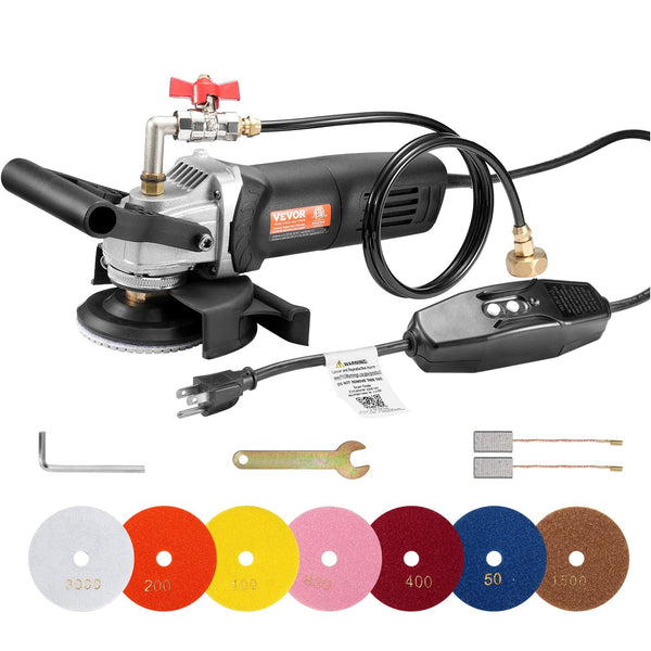 Vevor Wet Stone Polisher 4 Inch Electric Granite With 6 Speed & 7 Pads Buffers & Polishers