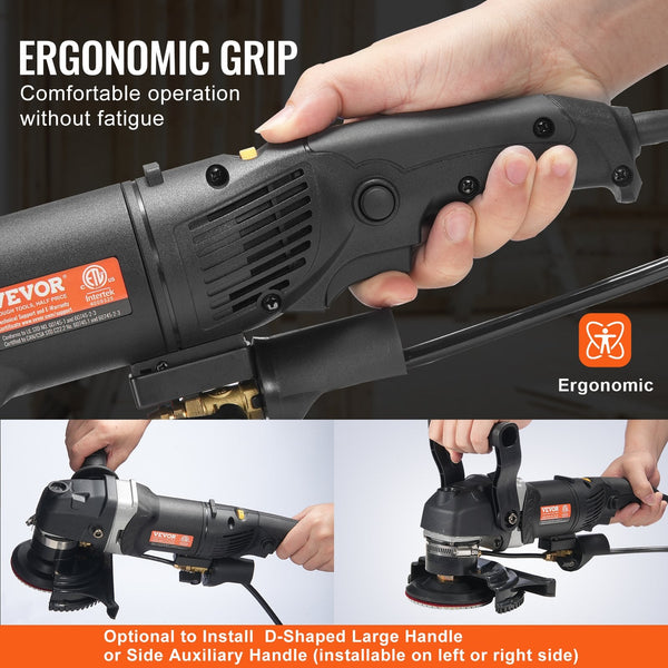 Vevor Wet Stone Polisher 4 Inch 800W Electric Concrete 6 Speed 7 Pads Buffers & Polishers