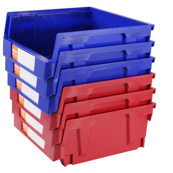 Vevor Plastic Storage Bin (276 Mm X 279 128 Mm) Hanging Stackable Organizer Blue/Red 6 Pack Heavy Duty Stacking Containers For Closet Kitchen Office P