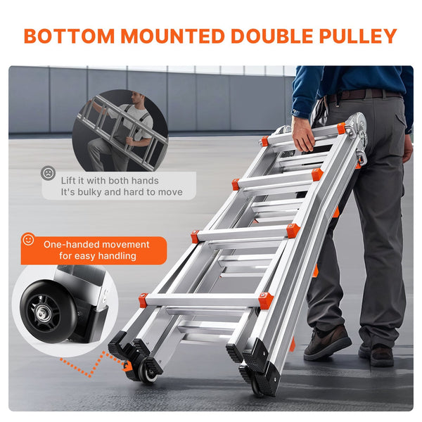 Vevor Telescoping Ladder A Frame 13 Ft Compact Aluminum Extension Multi Function Portable Collapsible Rv Telescopic For Homework Stairs Indoor Outdoor