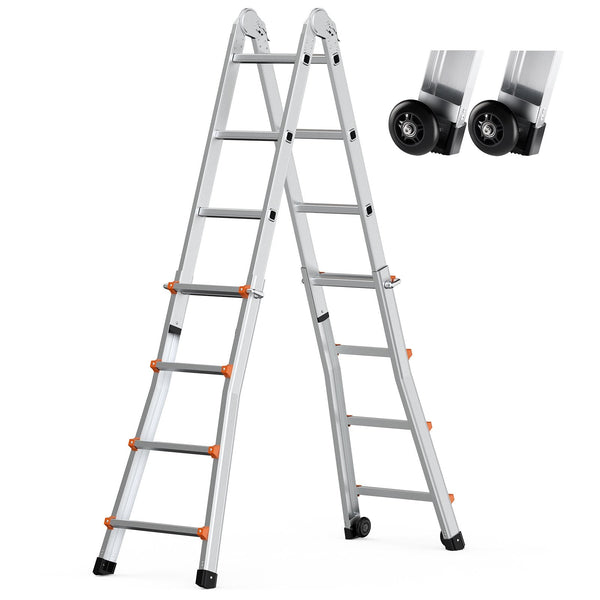 Vevor Telescoping Ladder A Frame 13 Ft Compact Aluminum Extension Multi Function Portable Collapsible Rv Telescopic For Homework Stairs Indoor Outdoor