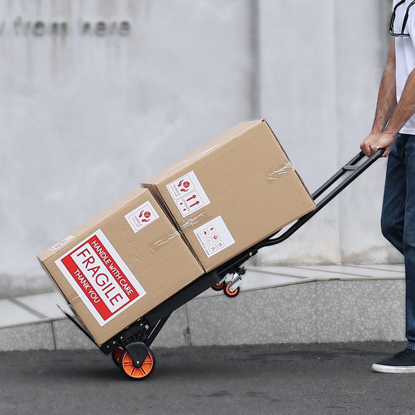 Vevor Aluminum Hand Truck 2 In 1 136 Kg Max Load Capacity Heavy Duty Industrial Convertible Folding And Dolly Utility Cart Converts From To Platform W