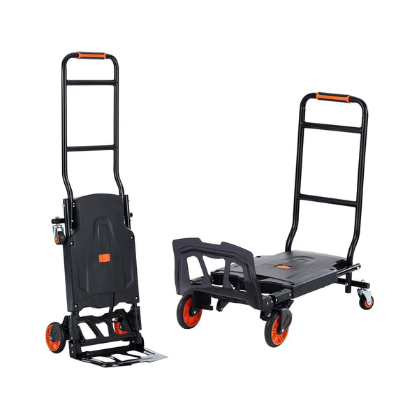Vevor Aluminum Hand Truck 2 In 1 136 Kg Max Load Capacity Heavy Duty Industrial Convertible Folding And Dolly Utility Cart Converts From To Platform W