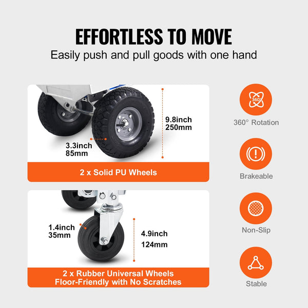 Aluminum Hand Truck 2 In 1 363 Kg Max Load Capacity Heavy Duty Industrial Convertible Folding And Dolly Utility Cart Converts From To Platform With Ru
