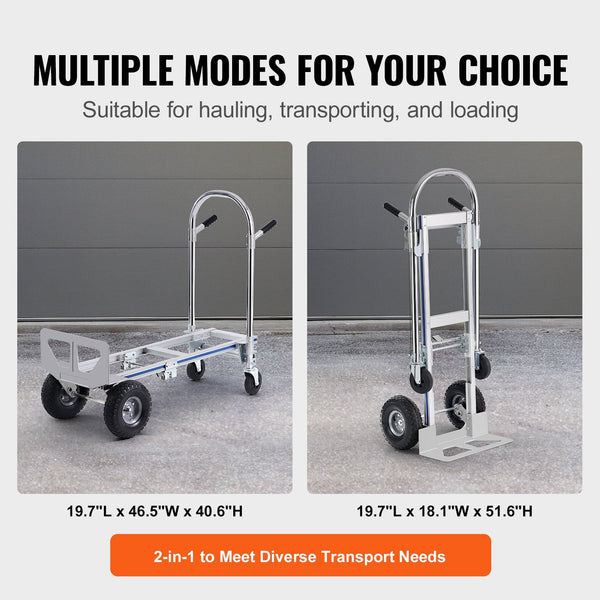 Aluminum Hand Truck 2 In 1 363 Kg Max Load Capacity Heavy Duty Industrial Convertible Folding And Dolly Utility Cart Converts From To Platform With Ru