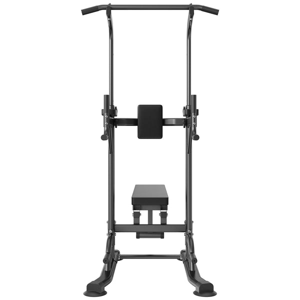 Vevor Power Tower With Bench 10 Level Height Adjustable Pull Up Bar Stand Dip Station & Detachable Multi Function Home Gym Strength Training Fitness E