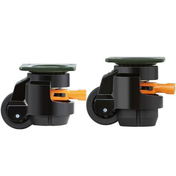 Vevor Leveling Casters Set Of 4 500 Kg Total Load Capacity 50.8 Mm Heavy Duty With Upgraded Handle Design 360 Degree Swivel Wheels Adjustable Feet For