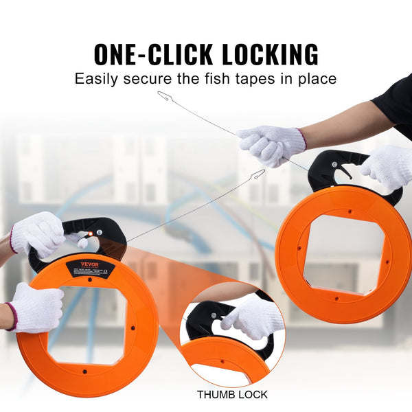 Vevor Fish Tape 36.58 M Mm Steel Wire Puller With Optimized Housing And Handle Easy To Use Cable Tool Flexible Fishing Tools For Walls Electrical Cond