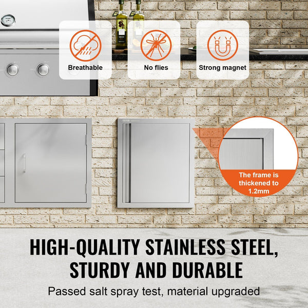 Bbq Access Door 457X533 Mm Single Outdoor Kitchen Stainless Steel Flush Mount Wall Vertical With Recessed Handle For Island Grilling Station Outside C