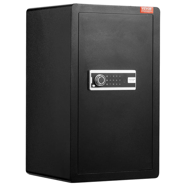 Single Door 4.0 Cu.Ft Safe Box With Key Lock & Password Fireproof Bag Rack Led Light 2 Shelves And 1 Cabinet For Money Documents Jewelry Valuables Bla