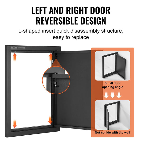 Vevor Bbq Access Door 415X570 Mm Single Outdoor Kitchen Cold Plate Flush Mount Wall Vertical With Handle For Island Grilling Station Outside Cabinet B