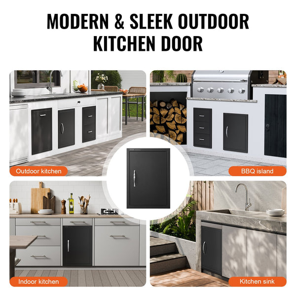 Vevor Bbq Access Door 415X570 Mm Single Outdoor Kitchen Cold Plate Flush Mount Wall Vertical With Handle For Island Grilling Station Outside Cabinet B