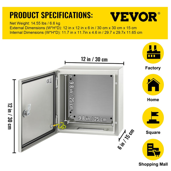 Nema Steel Enclosure 12 X 6''Steel Electrical Box


Electrical 4X Ip66 Waterproof & Dustproof Outdoor/Indoor Junction With Mounting Plat Electrical Bo