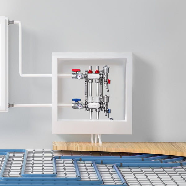 2 Branch Radiant Heat Manifold 1/2 Inch Pex Stainless Steel Hydronic Floor Heating Kit With Adapters Other Pipe Tools