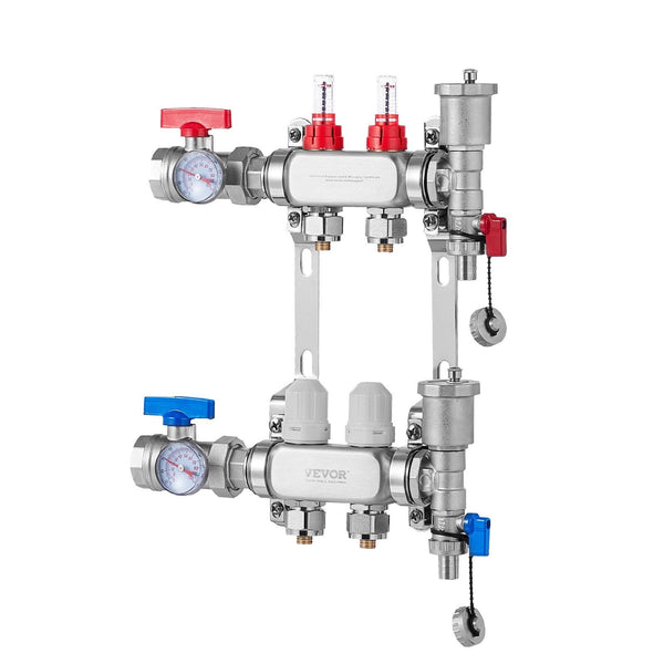 2 Branch Radiant Heat Manifold 1/2 Inch Pex Stainless Steel Hydronic Floor Heating Kit With Adapters Other Pipe Tools