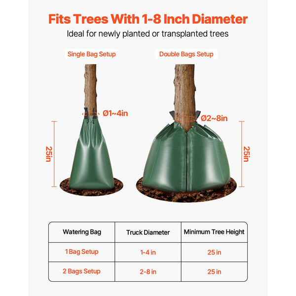 Tree Watering Bag 3 Packs 20 Gallons Slow Release Durable Green Self Watering Aids