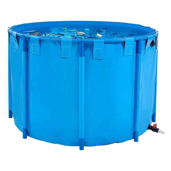 Canvas Fish Pond 1700 L Capacity Above Ground Foldable Pvc Koi Tank Round Goldfish With Stable Frame And Drain Valve For Aquaculture Breeding Irrigati