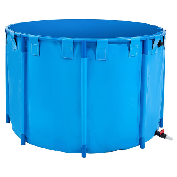 Canvas Fish Pond 1700 L Capacity Above Ground Foldable Pvc Koi Tank Round Goldfish With Stable Frame And Drain Valve For Aquaculture Breeding Irrigati