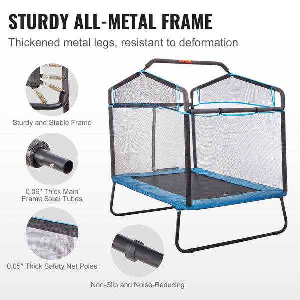 Vevor 6Ft Trampoline For Kids 72" Indoor/Outdoor Toddlers Mini Baby With Safety Enclosure Net Gymnastics Bar Hammock Recreational Birthday Gift 3+ Yea