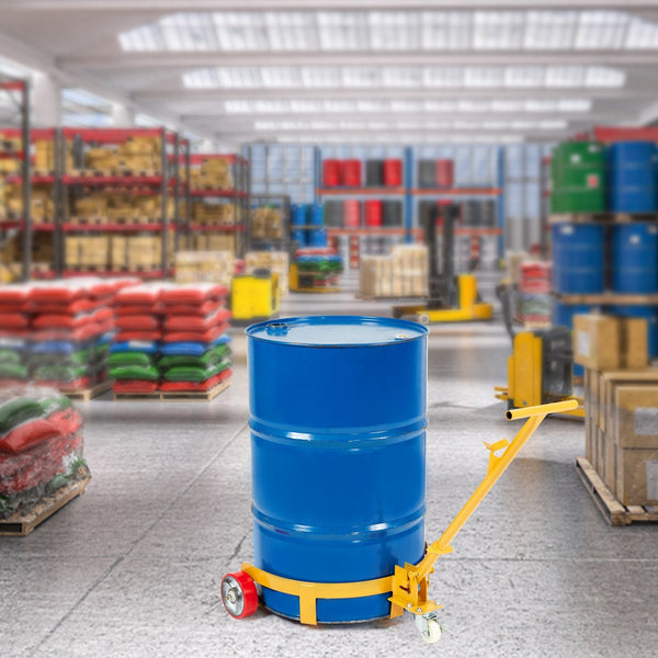Vevor 250L Drum Dolly 544 Kg Load Capacity Barrel Cart Caddy Round Steel Low Profile Heavy Duty Frame With Adjustable Handle 3 Wheels For Workshop Fac