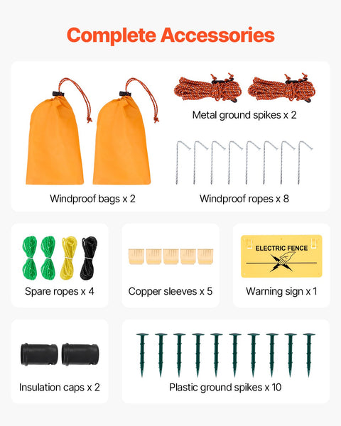 Vevor Electric Fence Netting 0.88 X 49.98 M Pe Fencing With Posts & Double Spiked Stakes Utility Portable For Goats Sheep Lambs Deer Hogs Dogs Used In
